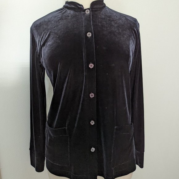 Super Goth! Vintage Stretch Velvet Jacket - Picture 1 of 6